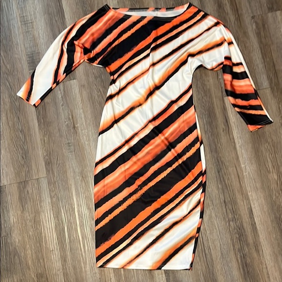 Striped Orange and Black Women's Dress - Picture 1 of 1